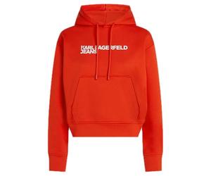 KARL LAGERFELD JEANS, Femme, Sweat À Capuche avec Logo Essentail, Coupe Régulière, Rouge, L