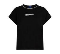 KARL LAGERFELD JEANS Femme T-Shirt À Logo Drapé Coupe Régulière, Noir, M