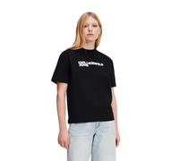 KARL LAGERFELD JEANS Femme T-Shirt À Manches Courtes Et Logo Essentiel Coupe Classique, Noir, L