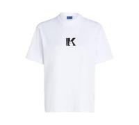 KARL LAGERFELD JEANS, Femme, T-Shirt À Manches Courtes avec Logo K, Coupe Régulière, Blanc, S