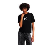 KARL LAGERFELD JEANS, Femme, T-Shirt À Manches Courtes avec Logo K, Coupe Régulière, Noir, S
