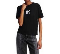 Karl Lagerfeld Jeans, Femme, T-Shirt À Manches Courtes Avec Logo K, Coupe Régulière, Noir, XS