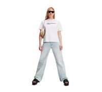 KARL LAGERFELD JEANS Femme T-Shirt À Manches Courtes Et Logo Essentiel Coupe Classique, Blanc, S