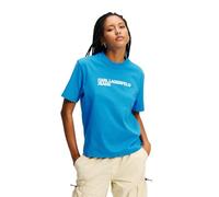 KARL LAGERFELD JEANS, Femme, T-Shirt À Manches Courtes Et Logo Essentiel, Coupe Classique, Bleu, S
