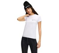 KARL LAGERFELD JEANS, Femme, T-Shirt Slim À Manches Courtes avec Petit Logo, Coupe Slim, Blanc, Taille L