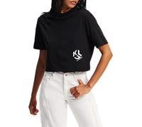 Karl Lagerfeld Jeans Regular Cropped Monogram Tee T-Shirt, Noir, L Femmes