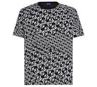 KARL LAGERFELD JEANS Regular Short Sleeve Monogram Tee T-Shirt, Black White AOP, L Men's