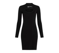 KARL LAGERFELD JEANS Femme Robe en Maille À Manches Longues avec Logo Coupe Moulante, Noir, XS