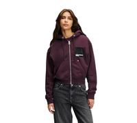 KARL LAGERFELD JEANS, Sweat À Capuche Zippé avec Logo Encadré pour Femme, Coupe Classique, Couleur Prune Parfaite, Taille L