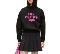 KARL LAGERFELD JEANS, Women's, Graffiti Hoodie, Regular Fit Sweat-Shirt à Capuche, Noir, L Femme