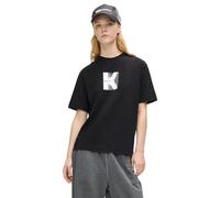 Karl Lagerfeld Jeans, Women's, Short Sleeve K Logo Tee, Regular Fit T-Shirt, Noir, XL Femmes