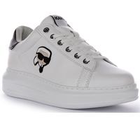 Karl Lagerfeld Kapri Cuir Basse Lacée Baskets Femmes Blanc Noir UK 2 - 8