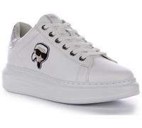 KARL LAGERFELD Kapri Lo Mi Coupe Bas Lacet Femmes Baskets Blanc Argent UK 3 - 8