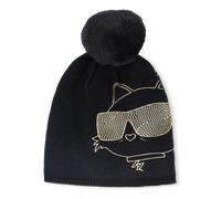 Karl Lagerfeld Kids - Bonnet Tricot À Pompon - Black - Fille - Taille T2