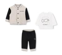 Karl Lagerfeld Kids - Ensemble Cardigan Et Pantalon En Double Jersey - Noir Beige - Garçon - 6 Mois
