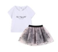 Karl Lagerfeld Kids - Ensemble Tee-shirt Et Jupe - Blanc Rose - Fille - 12 Mois