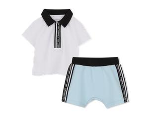 Karl Lagerfeld Kids - Ensemble Tee-shirt Et Short - Blanc Bleu - Garçon - 18 Mois