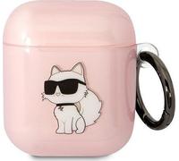 Karl Lagerfeld KLA2HNCHTCP Airpods 1/2 coque rose/pink Ikonik Choupette, ?tui pour ?couteurs + casque