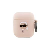 Karl Lagerfeld KLA2RUNIKP AirPods 1/2 coque rose/rose Silicone Karl Head 3D, ?tui pour ?couteurs + casque, Pink