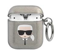 Karl Lagerfeld KLA2UKHGK Étui de Protection pour AirPods Noir à Paillettes