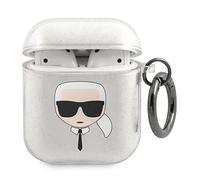 Karl Lagerfeld KLA2UKHGS Coque de Protection pour AirPods Argenté pailleté