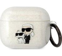 Karl Lagerfeld KLA3HNKCTGT Coque Airpods 3 transparente Gliter Karl&Choupette, ?tui pour ?couteurs + casque