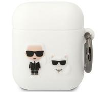 Karl Lagerfeld KLACA2SILKCW AirPods 1/2 coque blanc/blanc silicone Karl & Choupette