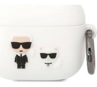 Karl Lagerfeld KLACA3SILKCW Coque AirPods 3 blanche/blanche Silicone Karl & Choupette, ?tui pour ?couteurs + casque, Blanc