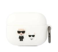 Karl Lagerfeld KLACAPSILKCW Housse pour AirPods Pro Blanc Silicone Karl & Choupette