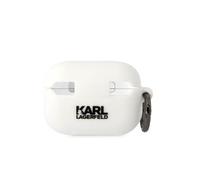 Karl Lagerfeld KLAP2RUNIKH AirPods Pro 2 housse blanche/blanche Silicone Karl Head 3D, ?tui pour ?couteurs + casque, Blanc