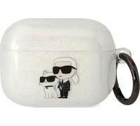 Karl Lagerfeld KLAPHNKCTGT Coque Airpods Pro transparente Gliter Karl&Choupette, ?tui pour ?couteurs + casque, Blanc
