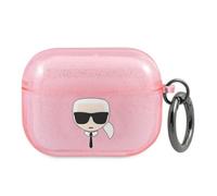 Karl Lagerfeld KLAPUKHGP Housse pour AirPods Pro Rose pailleté Karl's Head