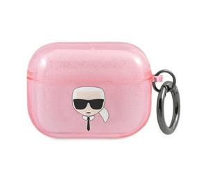 Karl Lagerfeld KLAPUKHGP Housse pour AirPods Pro Rose pailleté Karl's Head