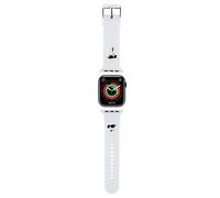 KARL LAGERFELD KLAWMSLKCNH Bracelet de montre en caoutchouc 3D pour Apple Watch 38/40/41 mm Blanc, Silicone