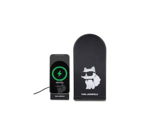 Karl Lagerfeld KLDCRFALCHNK Chargeur inductif pliable 2 en 1 15 W Noir Choupette