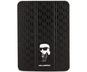 Karl Lagerfeld KLFC11SAKHPKK Étui de Protection pour iPad 10,9" Folio Aimant Allover Noir Saffiano Monogram Iconik