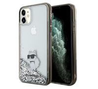 KARL LAGERFELD KLHCN61LKCNSK Coque pour iPhone 11/XR 6,1'' Coque rigide transparente à paillettes liquides Choupette