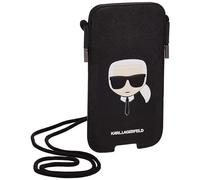 Karl Lagerfeld KLHCP12MOPHKHK Sac de rangement Noir Saffiano Ikonik Karl`s Head 6,1"