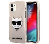 Karl Lagerfeld KLHCP12SCHTUGLGO iPhone 12 mini 5,4" or/or hardcase Glitter Choupette Housse de protection