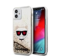 KARL LAGERFELD KLHCP12SLCGLGO Coque pour iPhone 12 5,4" Liquide Doré Paillettes Choupette