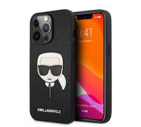 Karl Lagerfeld KLHCP13LSAKHBK Coque pour iPhone 13 Pro / 13 6,1' Noir Saffiano Ikonik Karl's Head