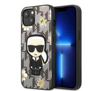Karl Lagerfeld KLHCP13MPMNFIK1 Coque pour iPhone 13 6.1", Gris, Iconic Karl Flower