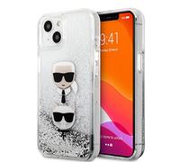 Karl Lagerfeld KLHCP13SKICGLS Coque de Protection pour iPhone 13 Mini 5,4" Argent Liquid Glitter Karl&Choupette Head