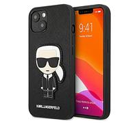 Karl Lagerfeld KLHCP13SOKPK Coque de Protection pour iPhone 13 Mini 5,4" Noir Saffiano Ikonik Karl's Patch