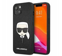 KARL LAGERFELD KLHCP13SSAKHBK Coque pour iPhone 13 Mini 5,4" Noir Saffiano Ikonik Karl's Head