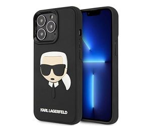 Karl Lagerfeld KLHCP13XKH3DBK Coque de Protection en Caoutchouc pour iPhone 13 Pro Max 6,7" Noir