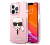 Karl Lagerfeld Klhcp13Xkhtuglp Etui pour Iphone 13 Pro Max - Tête de Karl rose pailleté