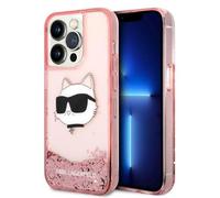 KARL LAGERFELD KLHCP14LLNCHCP Coque pour iPhone 14 Pro 6,1" Coque Rigide Rose pailletée
