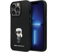 Karl Lagerfeld KLHCP14LSMHKNPK Coque pour iPhone 14 Pro 6,1" Noir Silicone Iconique Broche en métal