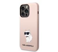 KARL LAGERFELD KLHCP14LSNCHBCP Coque Rigide en Silicone pour iPhone 14 Pro 6,1" Rose